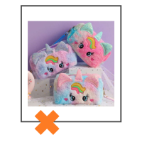 Etui / make-up tasje fluffy unicorn pastel XL